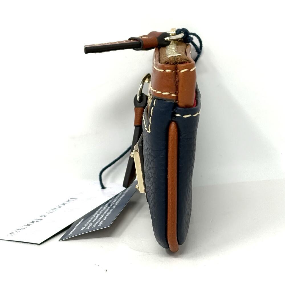 Dooney & Bourke Pebble Grain Coin Case Midnight Blue Zippered Pouch Key Ring - Picture 10 of 16